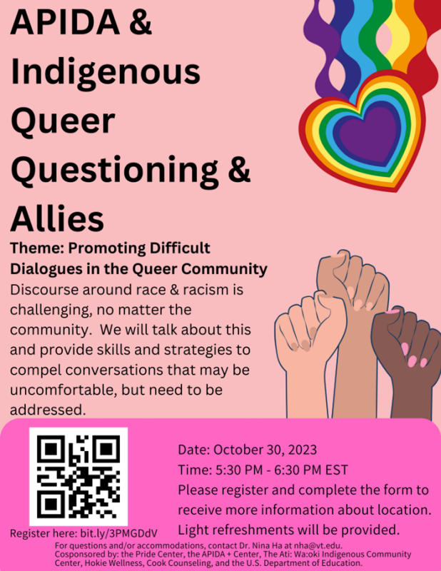 APIDA and Indigenous Queer, Questioning, and Allies Support Group