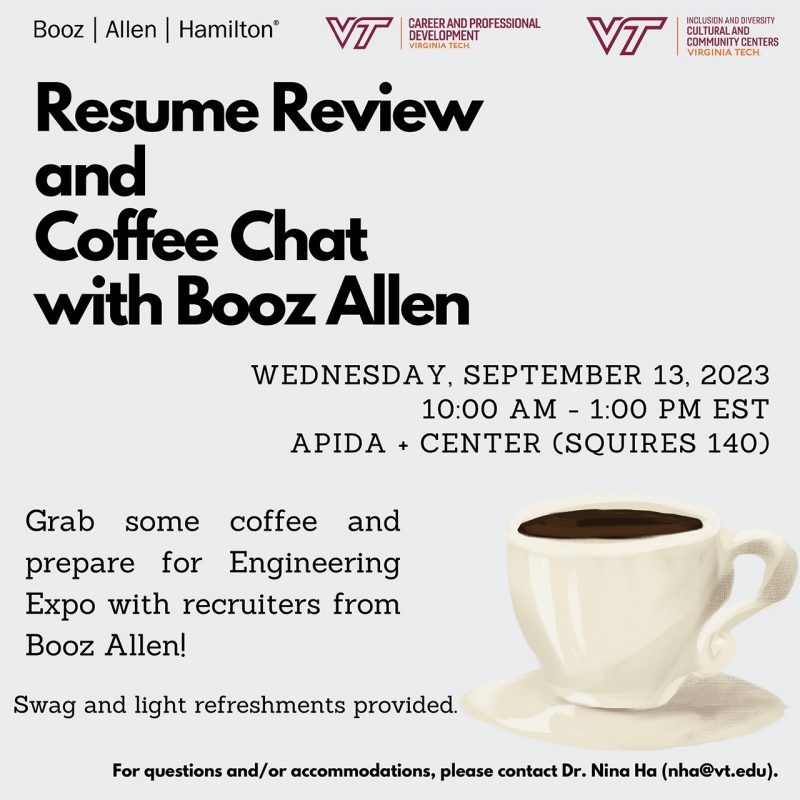 Resume Review and Coffee Chat with Booz Allen Resume Review and Coffee Chat with Booz Allen