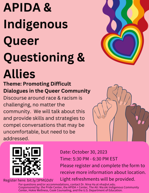 APIDA and Indigenous Queer, Questioning, and Allies Support Group APIDA and Indigenous Queer, Questioning, and Allies Support Group
