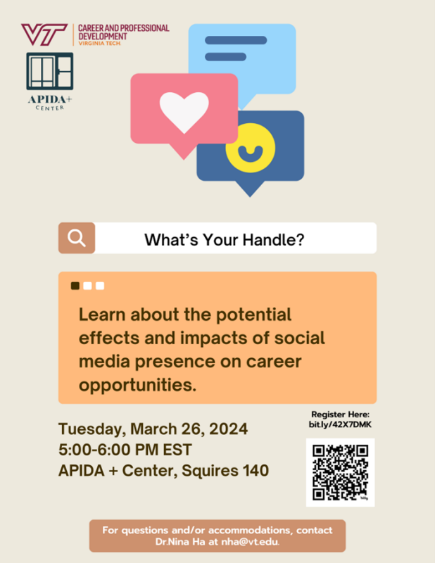 What's Your Handle March 26 5-6pm APIDA + Center Squires 140 What's Your Handle March 26 5-6pm APIDA + Center Squires 140