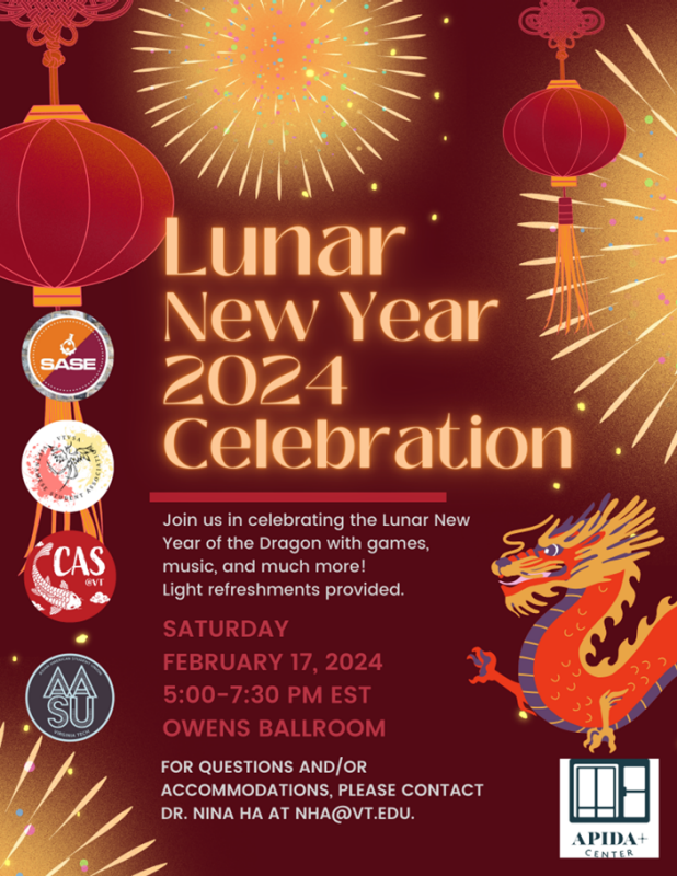 Lunar New Year Celebration Saturday February 17 from 5pm - 7:30pm Owens Ballroom Lunar New Year Celebration Saturday February 17 from 5pm - 7:30pm Owens Ballroom