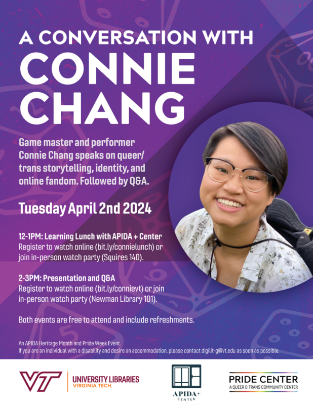 APIDA Heritage Month Presents: Learning Lunch featuring Connie Chang (A Collaboration with University Libraries) APIDA Heritage Month Presents: Learning Lunch featuring Connie Chang (A Collaboration with University Libraries)