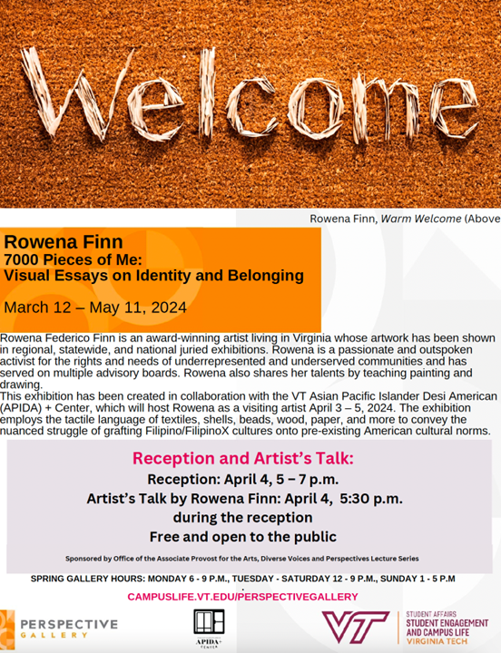 APIDA Heritage Month Presents: Rowena Finn – Reception and Artist’s Talk in collaboration with Perspectives Gallery APIDA Heritage Month Presents: Rowena Finn – Reception and Artist’s Talk in collaboration with Perspectives Gallery