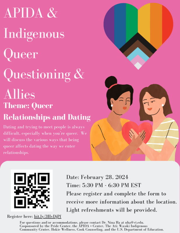 APIDA and Indigenous Queer Questioning and Allies February 28 from 5:30pm - 6:30pm