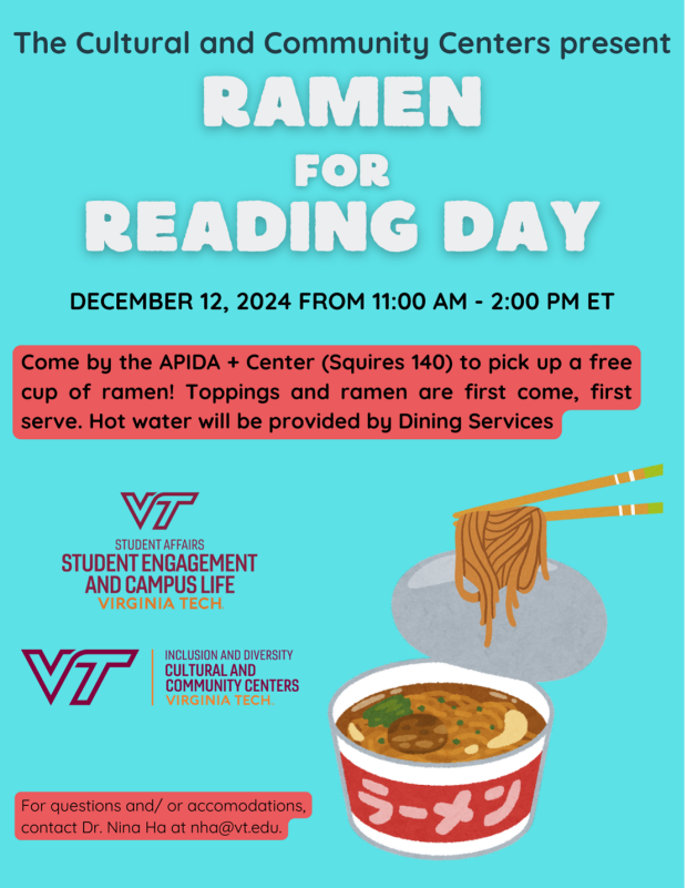 Ramen for Reading Day - December 12 Flyer for Ramen for Reading Day - December 12