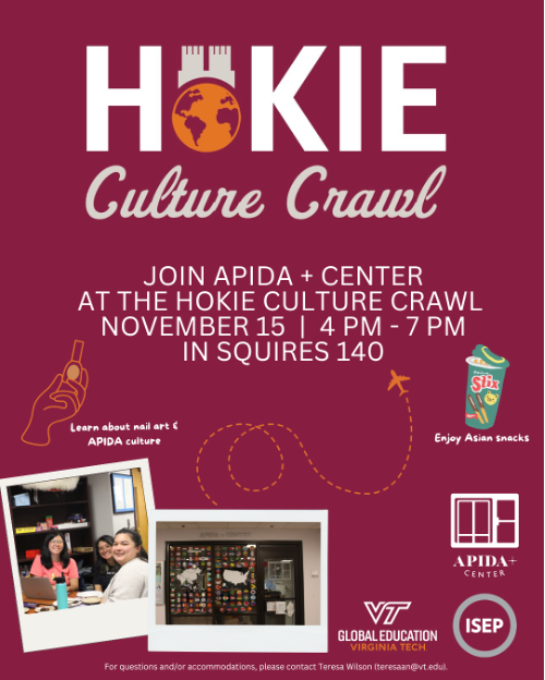 International Education Week – Hokie Culture Crawl - November 15 Flyer for International Education Week – Hokie Culture Crawl - November 15