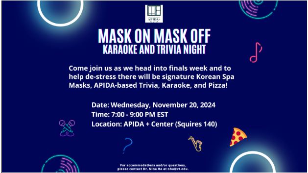 Mask On Mask Off Karaoke and Trivia Night - November 20 Flyer for Mask On Mask Off Karaoke and Trivia Night - November 20