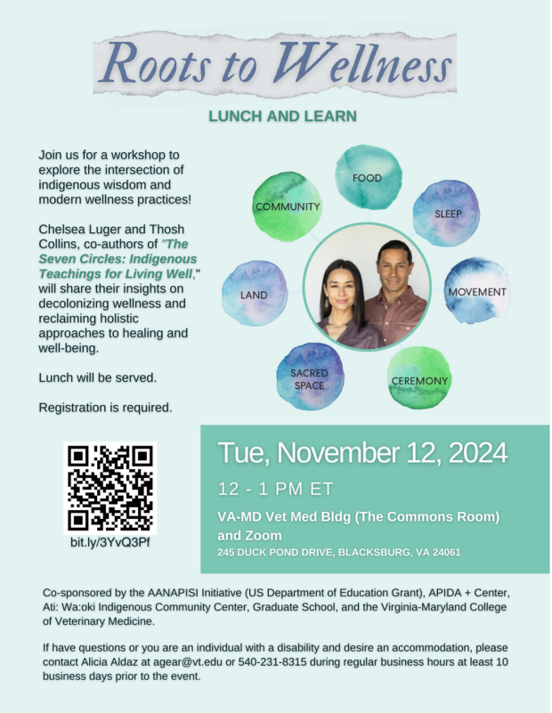 Roots To Wellness - November 12 Roots to Wellness flyer for event on November 12