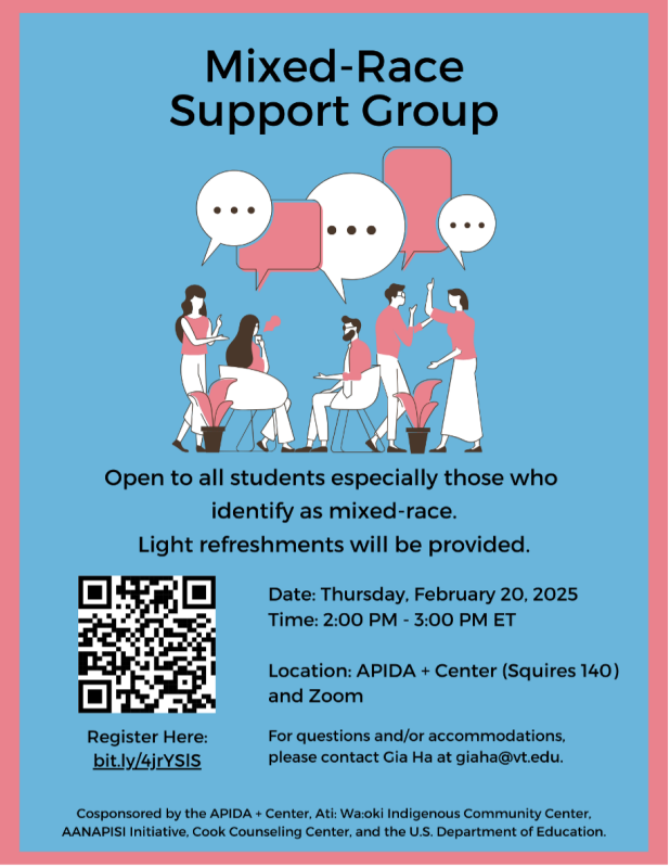 Mixed-Race Support Group Flyer for Mixed-Race Support Group - February 20