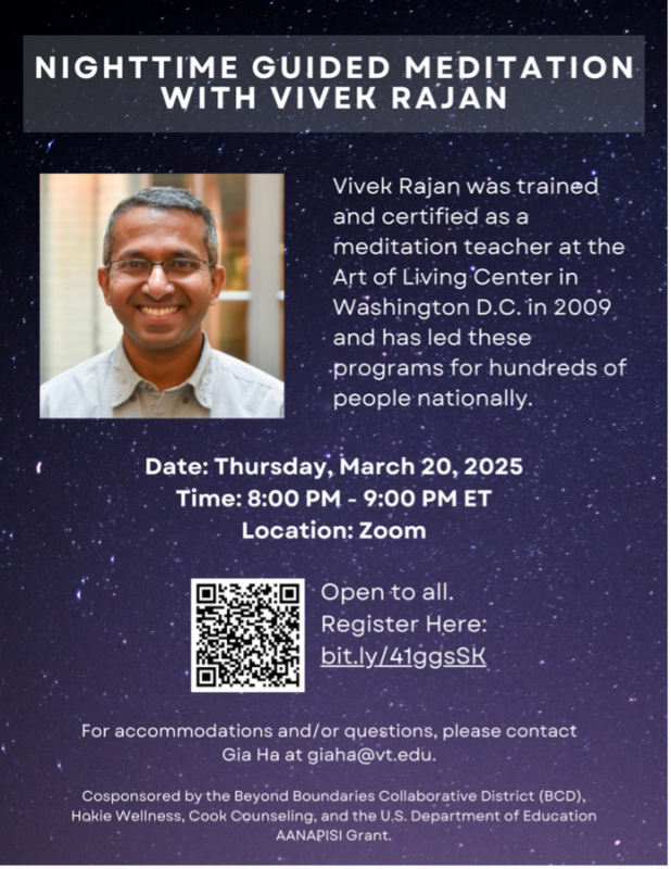 Nighttime Guided Meditation Flyer for Nighttime Guided Meditation - March 20