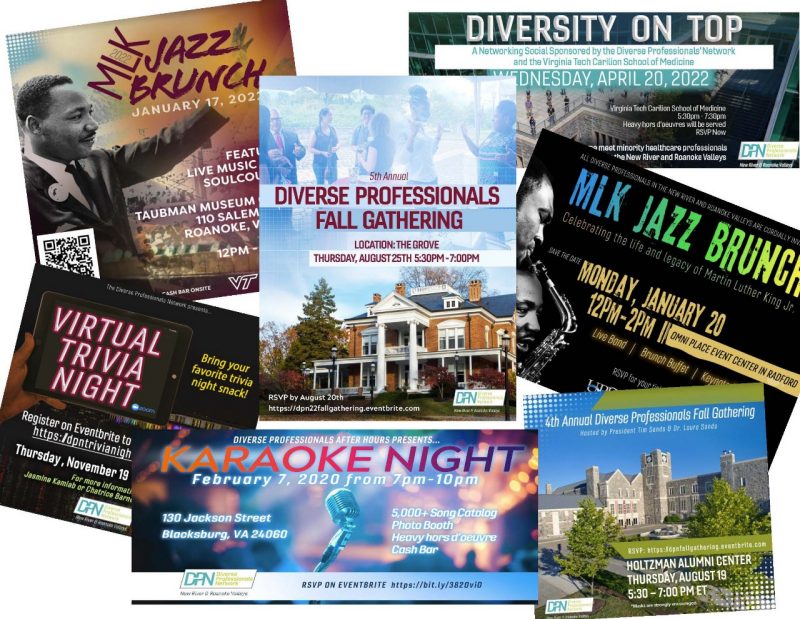 Collage of DPN sponsored event flyers